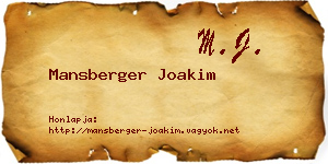 Mansberger Joakim névjegykártya